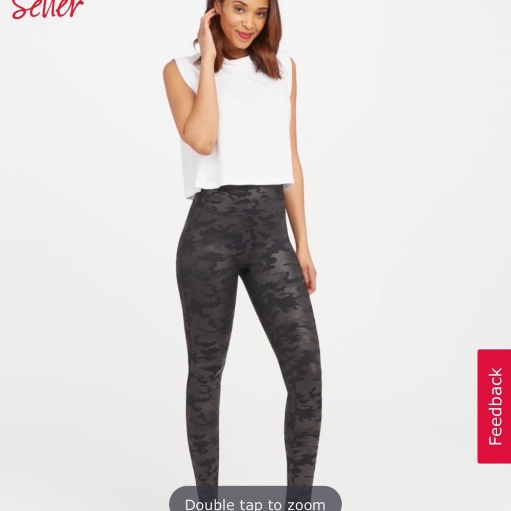 Spanx Faux Leather Camo Leggings size M